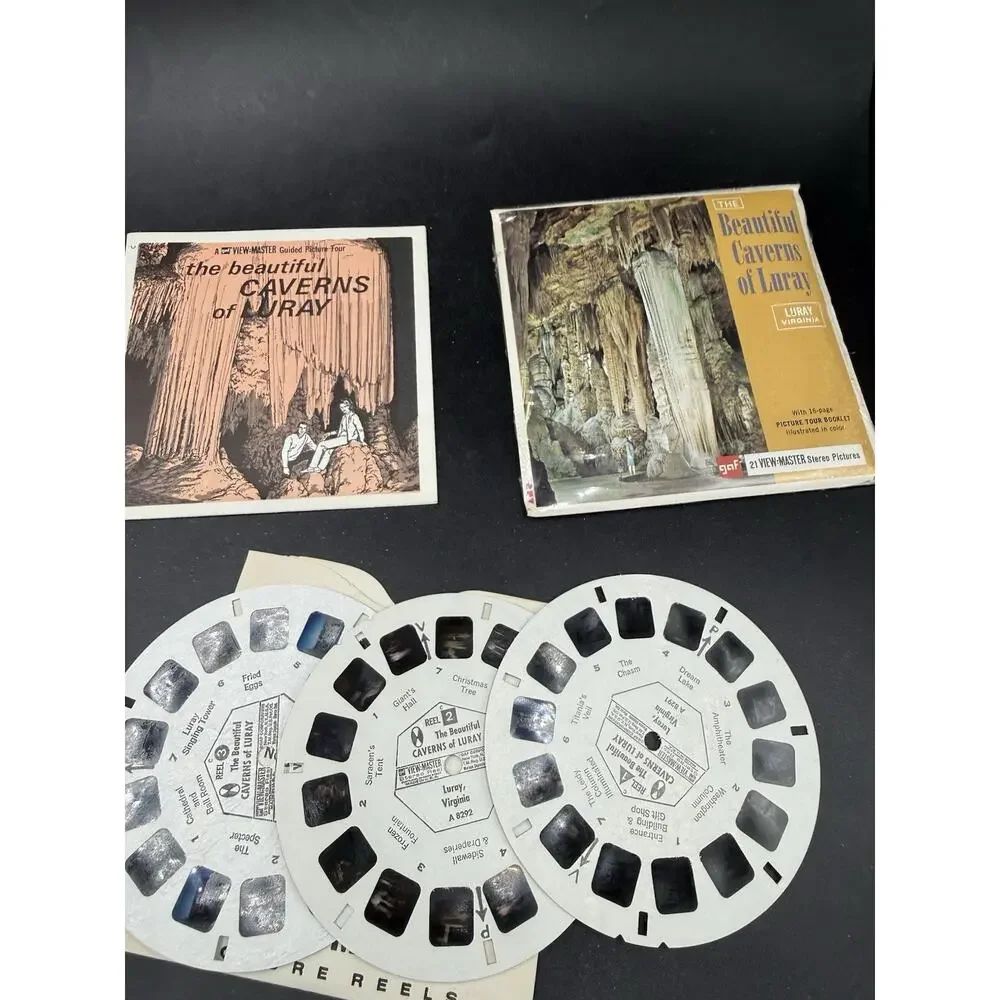 Sawyer's View-Master #A 829 BEAUTIFUL CAVERNS OF LURAY VIRGINIA 3 Reels Complete
